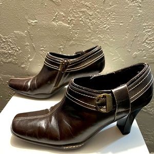 Aerology by Aerosoles heeled bootie with cute buckle detail